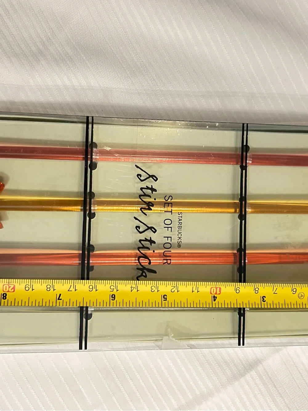 Starbucks 4 Pcs Translucent Floral Stir Sticks - Red, Orange, Yellow, Green New